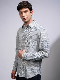 HIGHLANDER - Men Grey Checks Casual Shirt