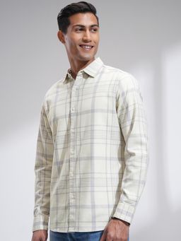 HIGHLANDER - Men Off White Checks Casual Shirt
