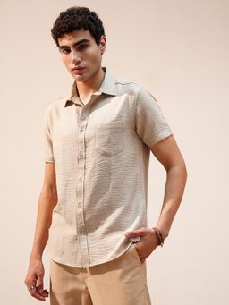 HIGHLANDER - Men Beige Solid Casual Shirt