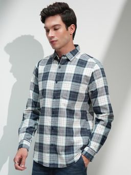 HIGHLANDER - Men Blue Checks Casual Shirt