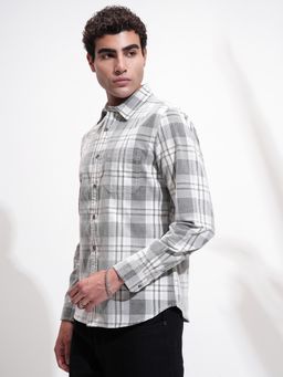 HIGHLANDER - Men Grey Checks Casual Shirt