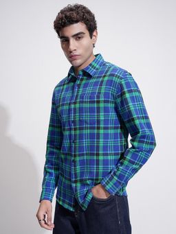 HIGHLANDER - Men Blue Checks Casual Shirt