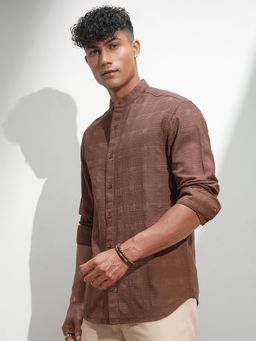 HIGHLANDER - Men Brown Checks Casual Shirt
