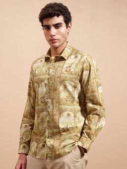 HIGHLANDER - Men Beige Printed Casual Shirt