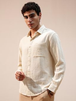 HIGHLANDER - Men Beige Solid Casual Shirt