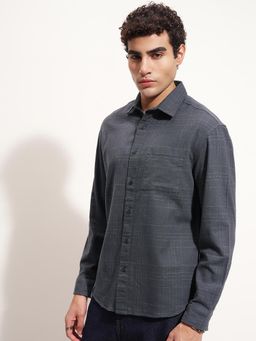 HIGHLANDER - Men Grey Checks Casual Shirt