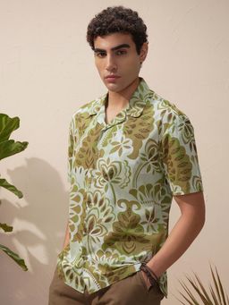 HIGHLANDER - Men Green Floral Casual Shirt