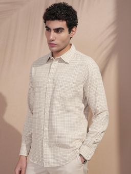 HIGHLANDER - Men Beige Checks Casual Shirt