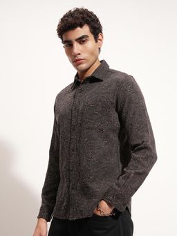 HIGHLANDER - Men Grey Self Design Casual Shirt