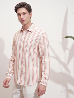 HIGHLANDER - Men Pink Stripes Casual Shirt