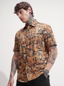HIGHLANDER - Men Brown Printed Casual Shirt