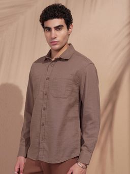 HIGHLANDER - Men Taupe Solid Casual Shirt
