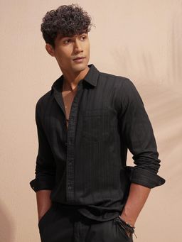 HIGHLANDER - Men Black Stripes Casual Shirt