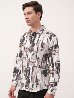 HIGHLANDER - Men White Printed Casual Shirt