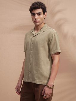 HIGHLANDER - Men Khaki Textured Casual Shirt