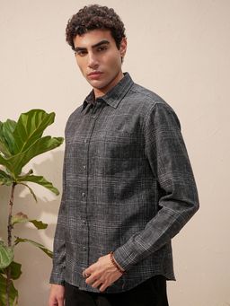 HIGHLANDER - Men Grey Checks Casual Shirt