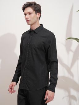 HIGHLANDER - Men Black Stripes Casual Shirt