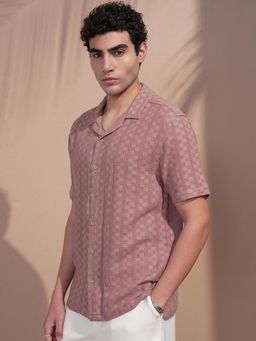 HIGHLANDER - Men Mauve Textured Casual Shirt