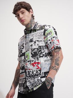 HIGHLANDER - Men White Printed Casual Shirt