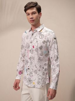 HIGHLANDER - Men White Printed Casual Shirt