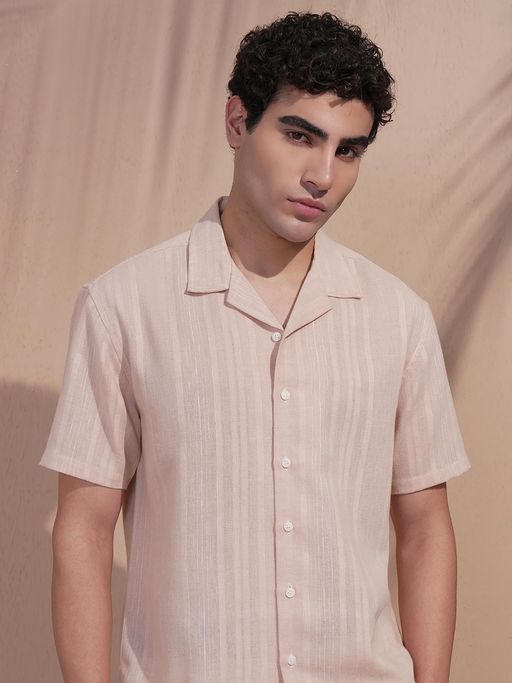 Buy HIGHLANDER Men Mauve Stripes Casual Shirt (L) Online Buy HIGHLANDER Men Mauve Stripes Casual Shirt (L) Online