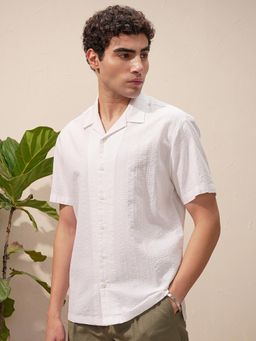 HIGHLANDER - Men White Textured Casual Shirt
