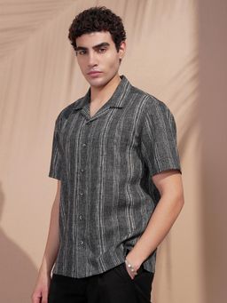 HIGHLANDER - Men Grey Stripes Casual Shirt
