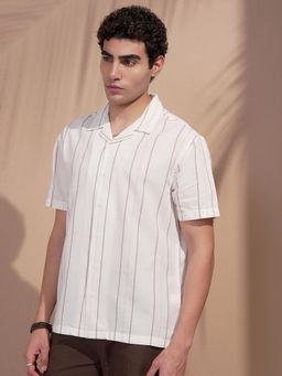 HIGHLANDER - Men Beige Stripes Casual Shirt