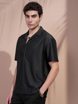 HIGHLANDER - Men Black Stripes Casual Shirt