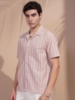 HIGHLANDER - Men Pink Stripes Casual Shirt