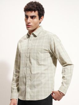 HIGHLANDER - Men Olive Checks Casual Shirt