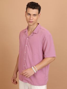 HIGHLANDER - Men Purple Textured Casual Shirt