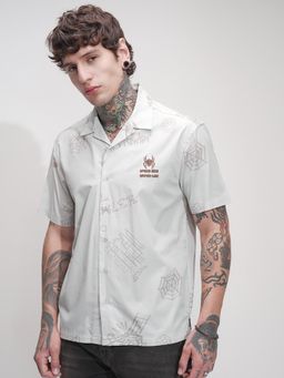 HIGHLANDER - Men Grey Printed Casual Shirt