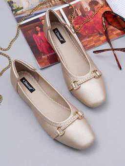 Sherrif Shoes - Women Gold Pu Ballerina
