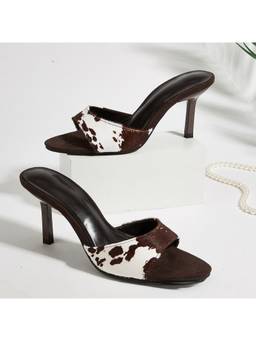 MISS MOSA BY AKANKSHA - Women Sora Cow Printed Pointed Toe Stiletto Heels Dark Brown