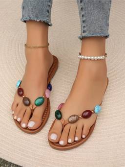 MISS MOSA BY AKANKSHA - Women Valerie Beaded Slipon Flats Brown