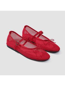 MISS MOSA BY AKANKSHA - Women Red Wynn Fishnet Bowknot Ballerina