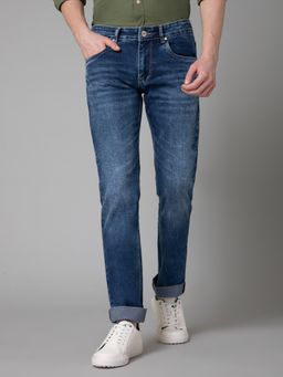 Cantabil - Men Dark Blue Solid Stretchable Jeans