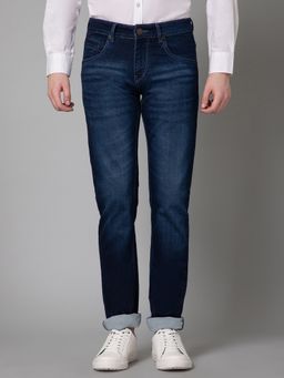 Cantabil - Men Dark Blue Solid Stretchable Jeans