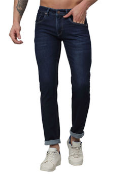 Cantabil - Men Dark Blue Solid Stretchable Jeans