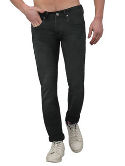 Cantabil - Men Bottle Grey Solid Stretchable Jeans