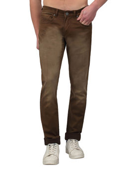 Cantabil - Men Brown Solid Stretchable Jeans