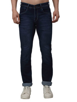 Cantabil - Men Dark Blue Solid Stretchable Jeans