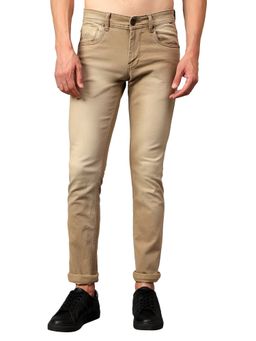 Cantabil - Men Khaki Solid Stretchable Jeans