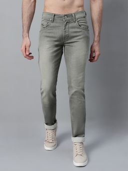 Cantabil - Men Light Olive Solid Stretchable Jeans