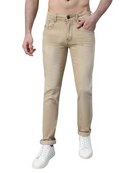 Cantabil - Men Khaki Solid Stretchable Jeans