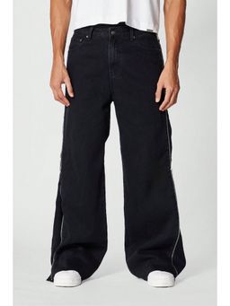 Off Duty India - Grudge Black All Zipper Denim Jeans Baggy Fit