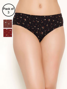 Clovia - Pack of 3 Cotton Medium waist Inner elastic Hipster Panty (3XL)