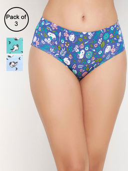 Clovia - Pack of 3 Cotton Medium waist Inner elastic Hipster Panty (3XL)