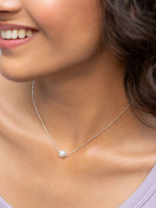 Shaya by CaratLane 925 Silver Shaya by CaratLane A Pearl Of Love (8mm) Necklace in